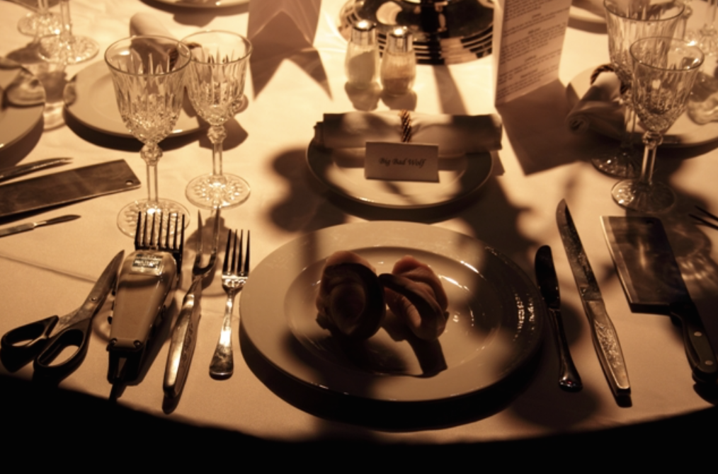 Place setting for the Big Bad Wolf from The Three Little Pigs